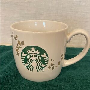 Starbucks Green and Gold Accent Mug holiday 2013